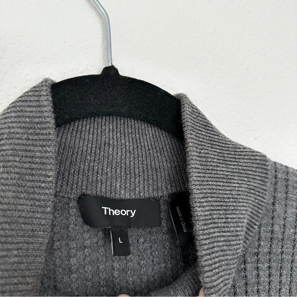 Theory Amador Breach Cotton Full Zip Knit Sweater Size Large Men’s Dark Gray - Picture 10 of 11